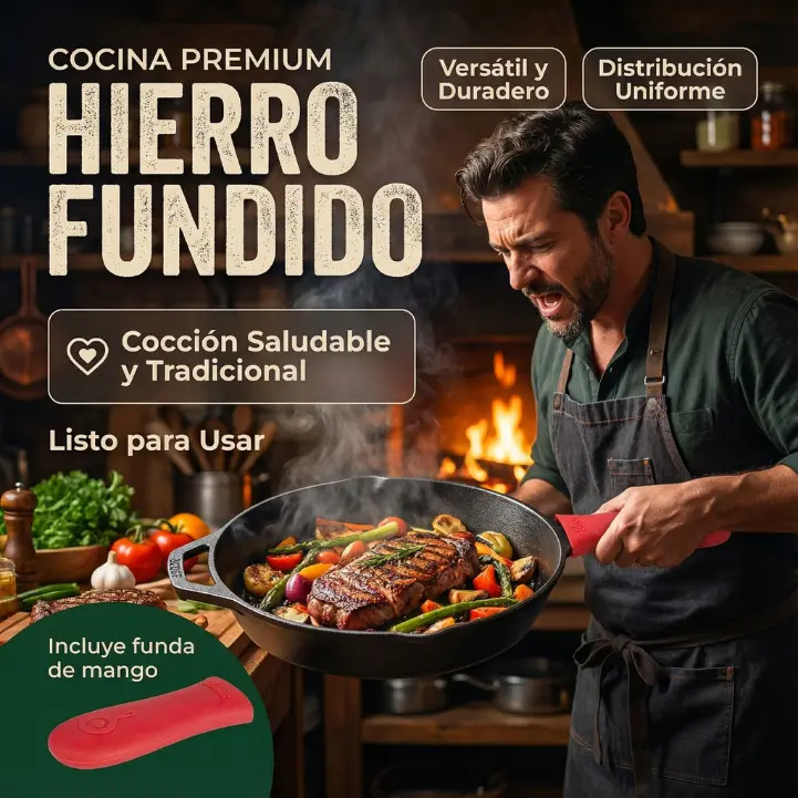 Sartén de Hierro Fundido IronLife Pro - Incluye Funda de Silicona - Image 2